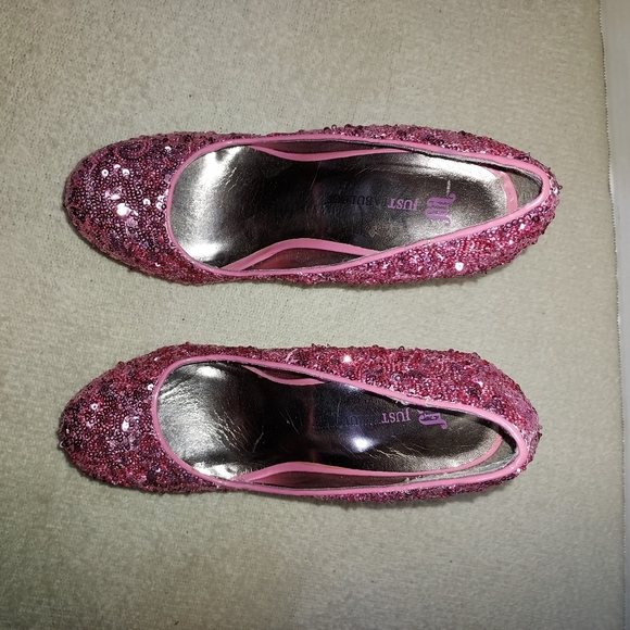 JustFab Adoria Pink Sequin Stilletos size 7 - Picture 6 of 9